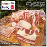 Beef belly samcan SHORTPLATE USDA US CHOICE SWIFT (black label) frozen +/- 30% FAT PORTIONED CUT for CUSTOM SLICE +/- 1 kg/pc (price/kg)